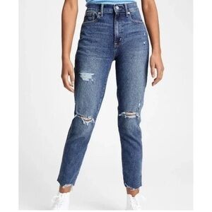 GAP High Rise Distressed Cigarrette Classic Blue Denim Jeans